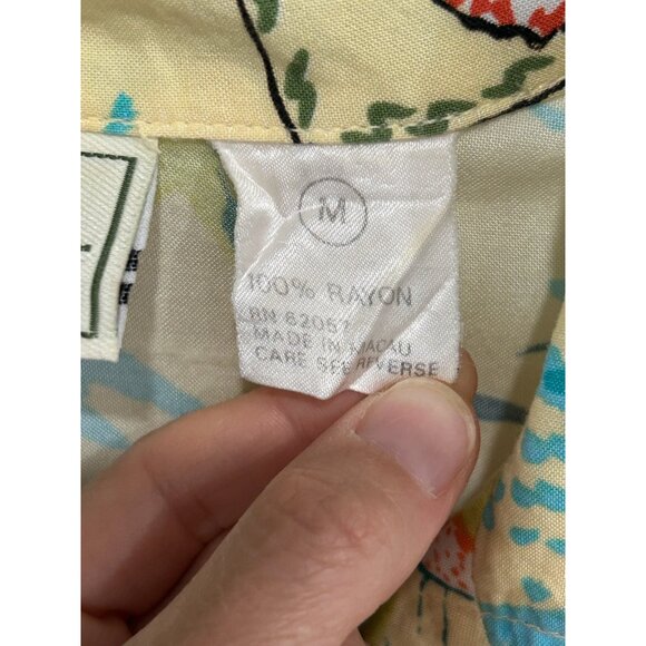 Vintage Holly Lane Retro Hawaiian Short Sleeve Button-Up Shirt Beach Print Sz M - Picture 6 of 9